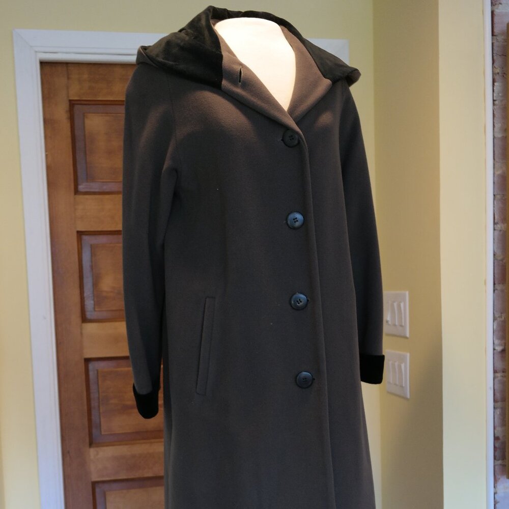 Forecaster of Boston Vintage Wool Coat Long Velvet Hooded Women Size 6